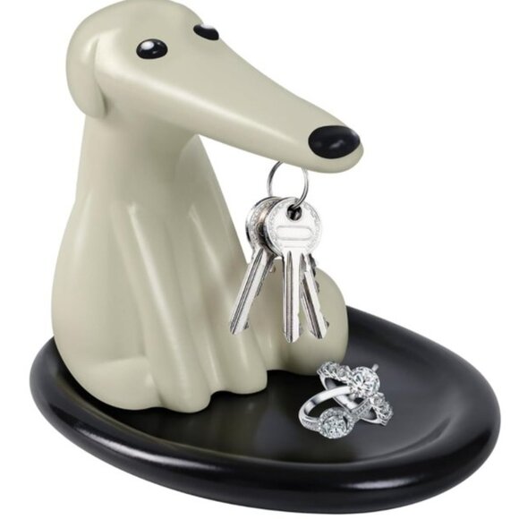 Rideco Modern Decor Resin Dog Sculpture Magnetic Holder & Tray - Picture 1 of 14